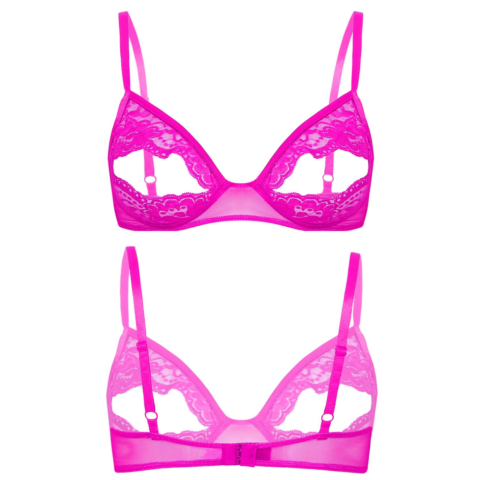 

Женский регулируемый бюстгальтер без рукавов с треугольными цветочными бретелями без косточек без подкладки, треугольный кружевной бюстгальтер с цветочным принтом L ярко-розовый