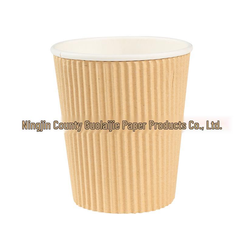 Thickened Heat-Resistant Corrugated Paper Cups - Insulated Double-Layer Hot Drink & Coffee Cups for Home Use