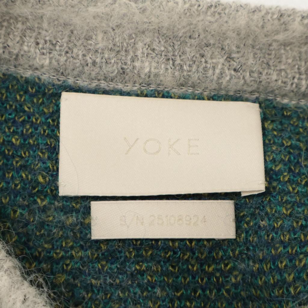 YOKE 25Stainless Steel Full TREE JAQUARD MOHAIR SWEATER tops 2 blueUsed