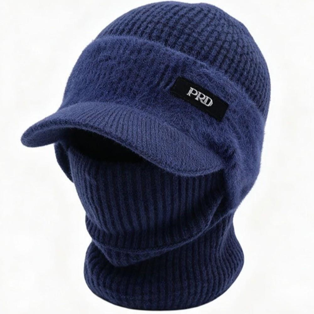 Cold Proof Brimmed Knitted Balaclava Polyester Fleece Lined Winter Knit Balaclava For Men