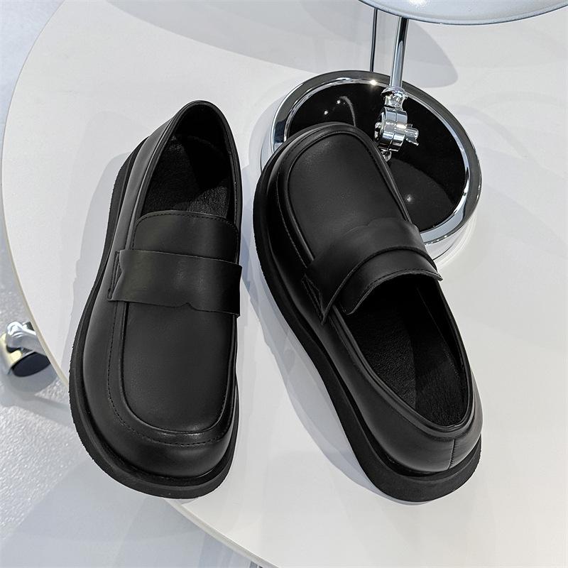 Thick-soled small leather shoes New single shoes in spring and summer Soft-soled low heels