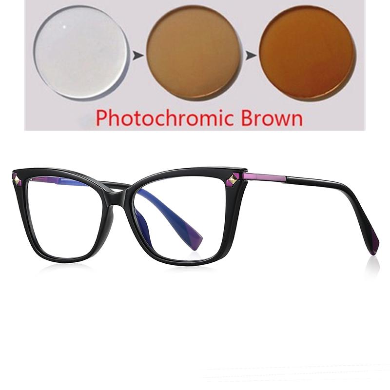 Pin Frame Blue Light Blocking Prescription Glasses For The Nearsighted  Women Cat Eye Short-Sight Eyewear 0 -0.5 -0.75 To -6
