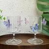 Clear Glass Goblet Decorative Wine Glasses with 3D Butterflies for Home Bar Wedding Party
