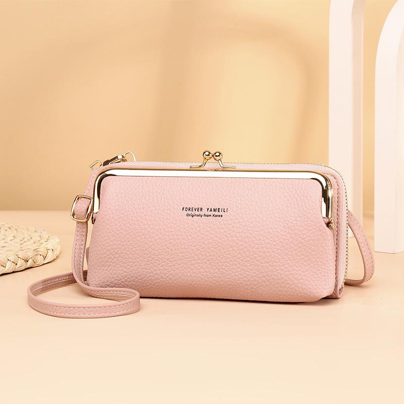 Multi-functional PU Leather Crossbody Bags Simple Lightweight Large Capacity Shoulder Bags Casual Small Mobile Phone Hand Bags