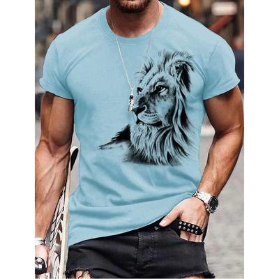 Camiseta Vintage para hombre, camisetas con estampado 3D de animales, camisetas de manga corta con patrón de León, camisetas deportivas transpirables de verano para hombre