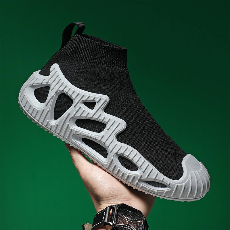 

Весна и лето новые туфли для пап высокие мужские туфли носки из хлопчатобумажной ткани пара мужская повседневная спортивная обувь для бега 47 черный серый
