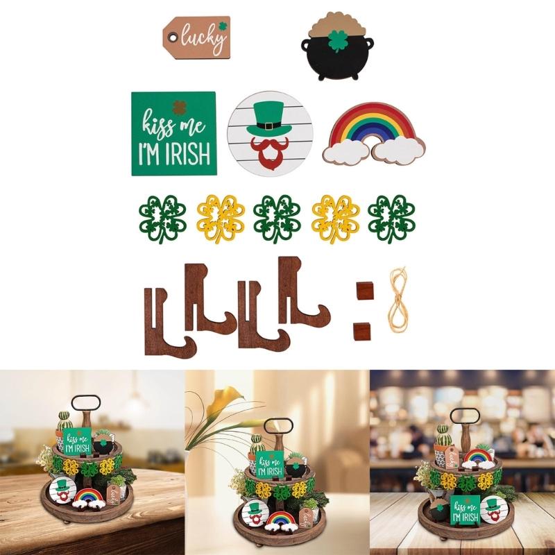 Festive Table Decor Farm Signs Patrick's Day Tiered Tray Bedroom Dormitory Decor Suitable for Patrick's Day Party Supply