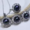 Women's 8-9mm High Luster Freshwater Pearl Necklace Set with 18K Zirconia Micro-Pave, Niche Design.