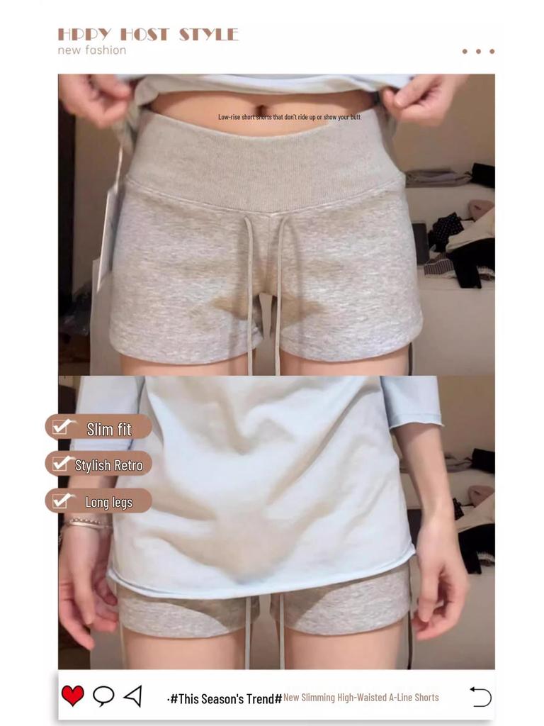 Women's Summer 2025 Slim Fit Drawstring Sporty Shorts