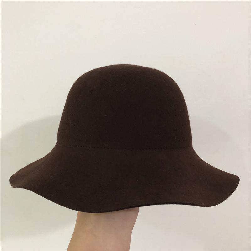 NEW Fedora Hat Women's Autumn Wave Curled English Retro Versatile Fisherman Hat Fashion Hepburn Woolen Top Hat