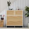 High-quality 4-drawer rattan cabinet with solid wood handles - Suitable for bedroom, living room, dining room, hallway - Dimensions: W80/H80/D38 cm