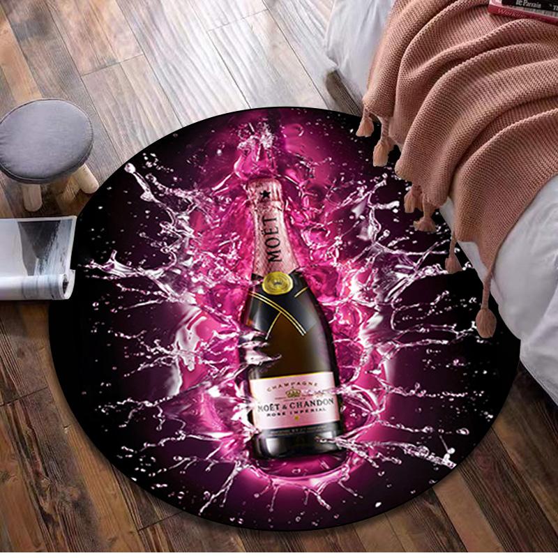 1Pc Moet Chandon champagne Circular Print Rug - home decoration Carpet For Living Room Bedroom Flooring Computer Chair Area Rug