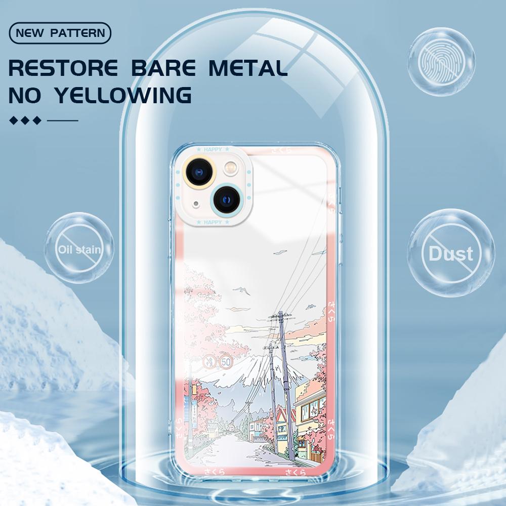Shockproof Cartoon Pattern Soft Phone Case Full Cover Camera Transparent Protection Case for Huawei Honor iPhone Samsung Xiaomi Redmi OPPO Realme Vivo