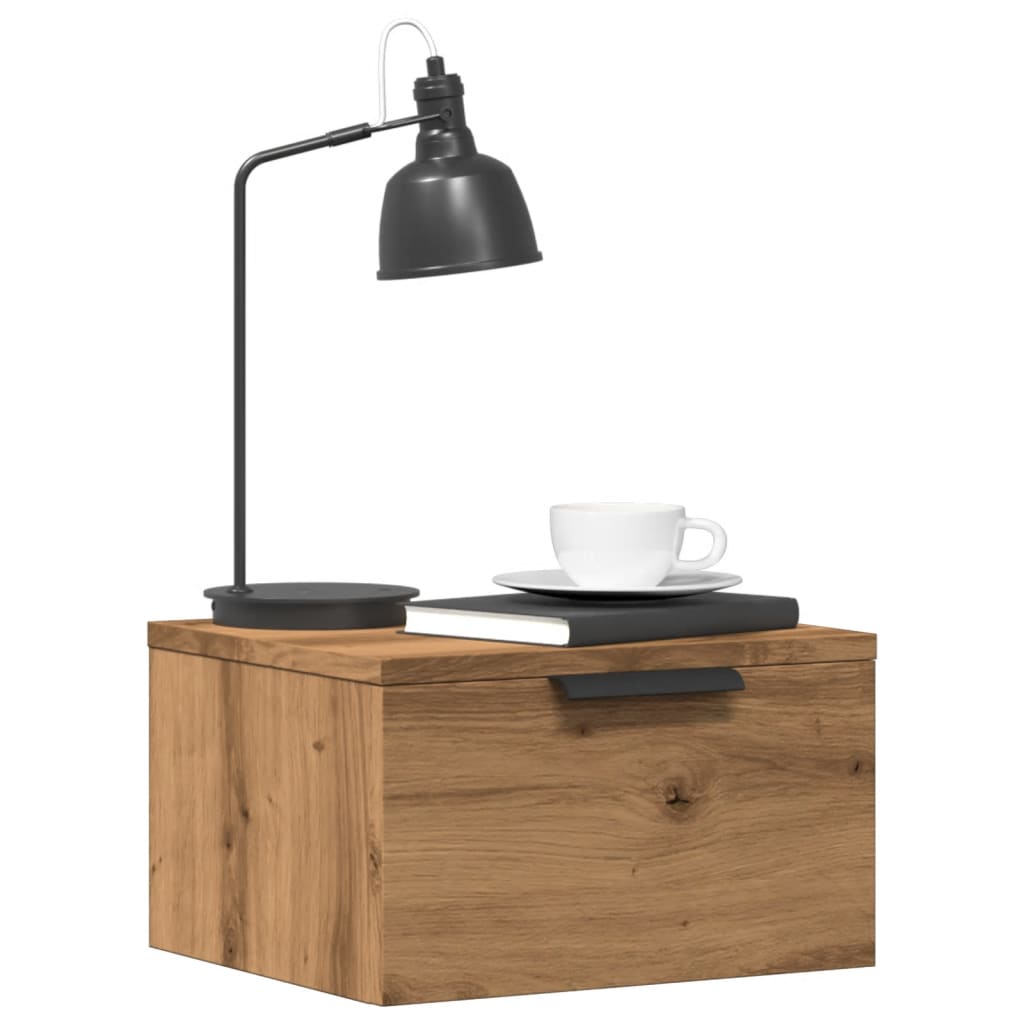 Wall Mounted Nightstand Artisan Oak 34 x 30 x 20 cm