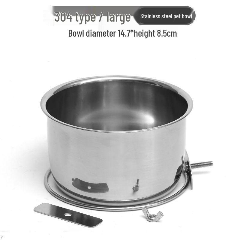 304 Stainless Steel Anti-Spill Hanging Pet Food Bowl for Cages