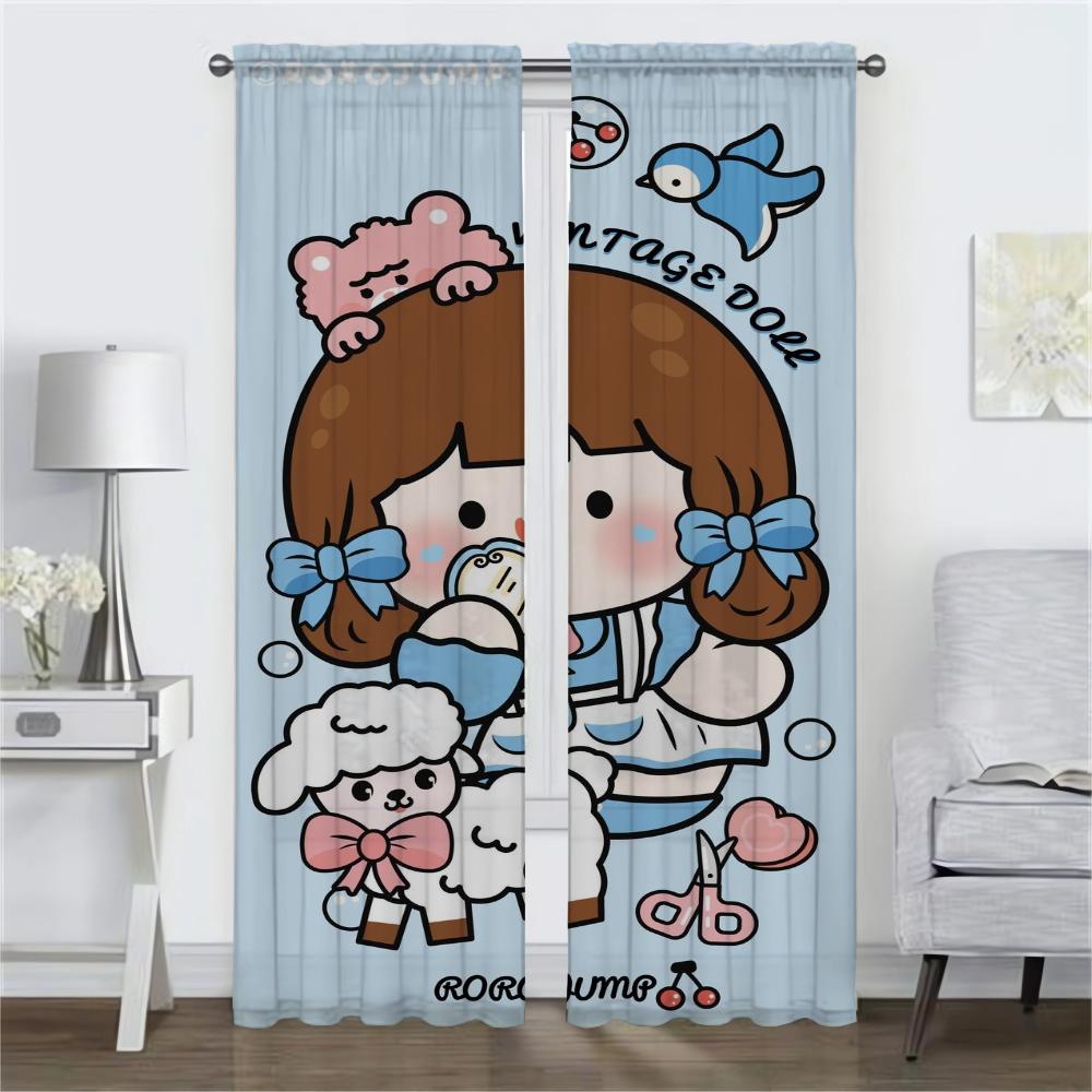 Zasłony kuchenne do salonu Zasłona RORO JUMP Dekoracja Halloween Tiul do sypialni Zasłony do wnętrza domu 2 sztuki Rolety