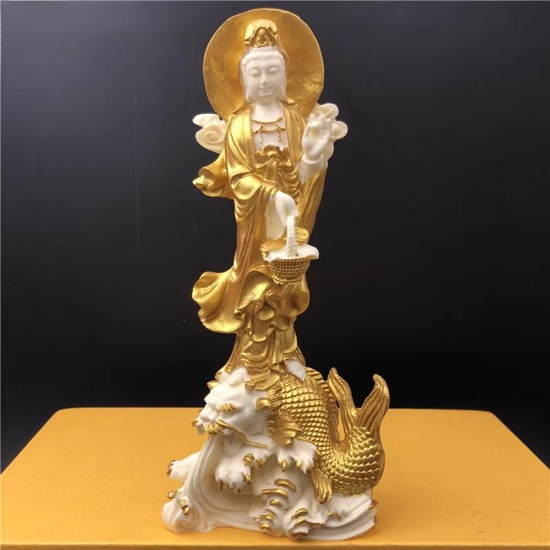 

Dragon Fish Guanyin Bodhisattva Characters Statue Chinese Buddha Home Room Office Feng Shui Decorative Statue