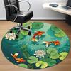 1pc Pond Fishes Office Round Area Rug,  Mat Suitable For Office, Under Office Chairs Bedroom Living Room Home Decor, Room Deco