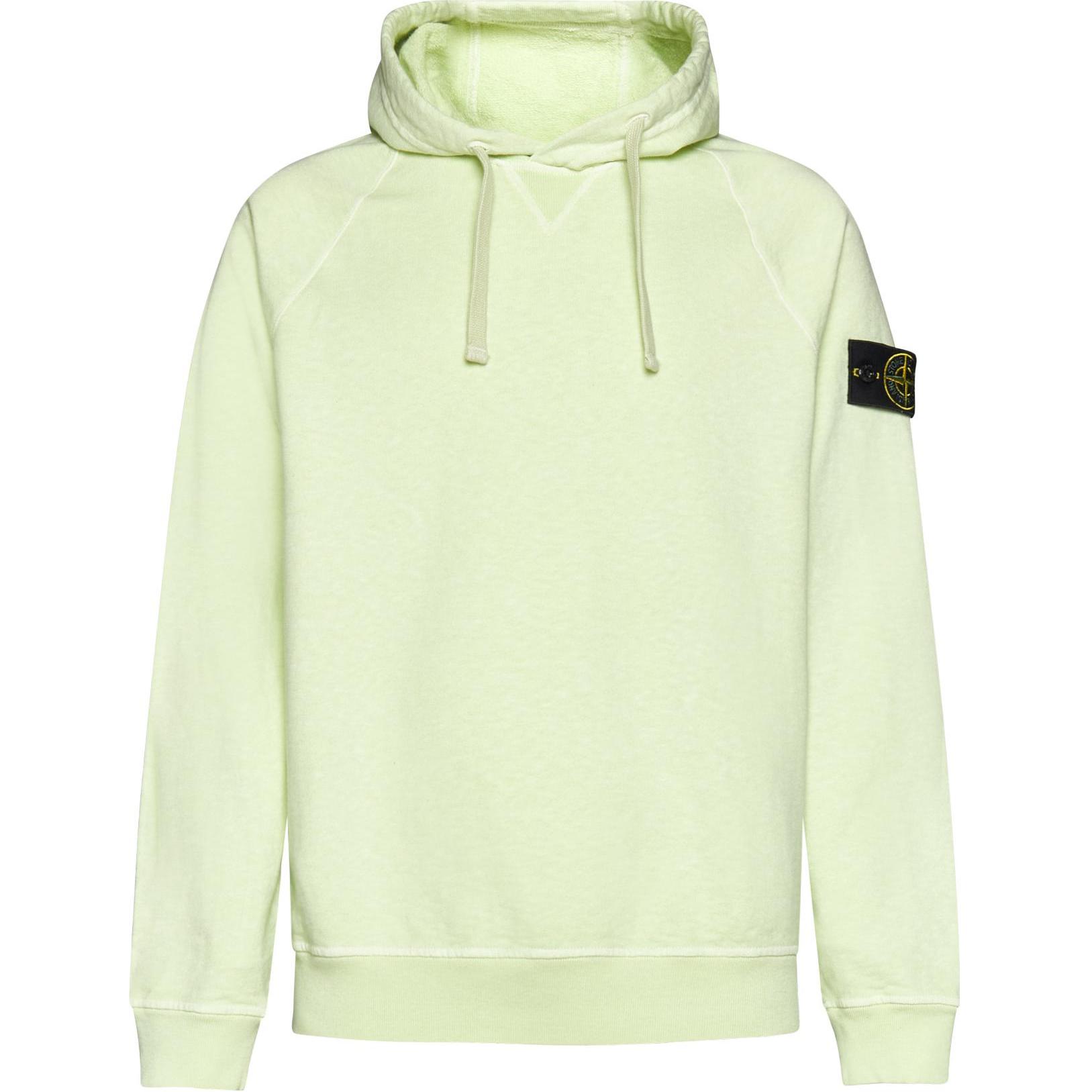 Stone Island Effen Kleur Logo Badge Lange Mouwen Hoodie Mannen hoodies Lichtgroen 781562160-V0152 S