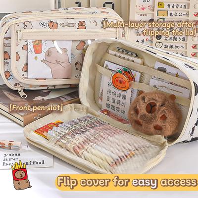 Cute Pencil Case For Elementary School Girls High-looking Large-capacity Pencil Case Junior High School Girl Painful Pencil Case