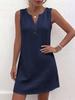 European & American Plus Size Women's V-Neck Sleeveless Button Dress 2026 - New Solid Color, Loose Fit