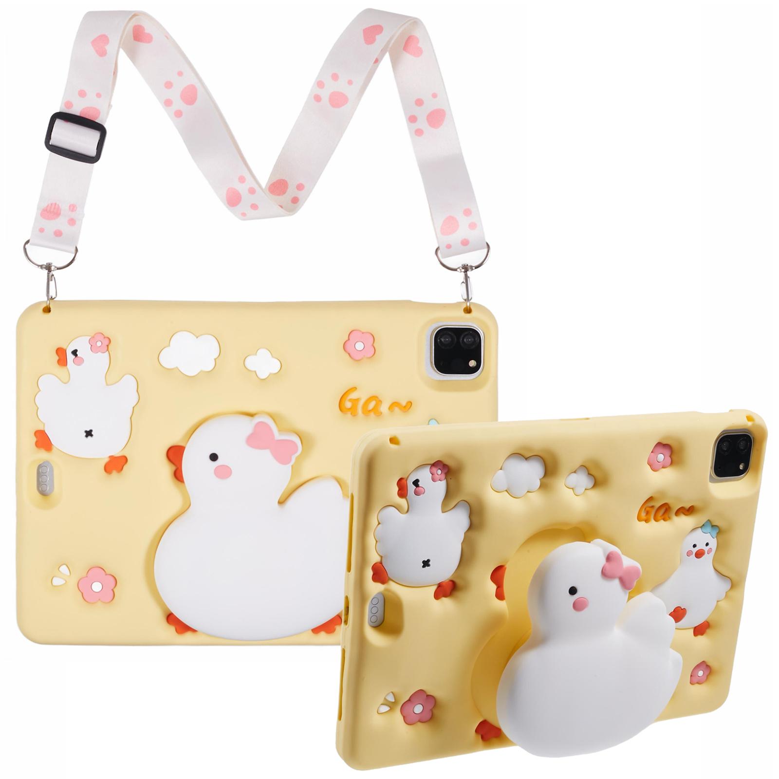 

Для iPad Эйр 11 (2025)/(2024)/Воздух (2022)/(2020)/Про 11 (2024)/(2022)/(2021)/(2020)/(2018) Силиконовый чехол с 3D-рисунком утки и ремешком A