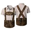 Men's Short Sleeve Button Up Shirt Casual Loose Fit Festival Party Shirt with Vintage Beer Elements Print and Faux Lederhosen Design
