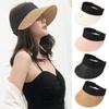 Wide Brim Straw Cap Women Portable Beach Sun Hat Roll-up Summer Casual Outdoor Sunscreen Visors Hat 2021 New