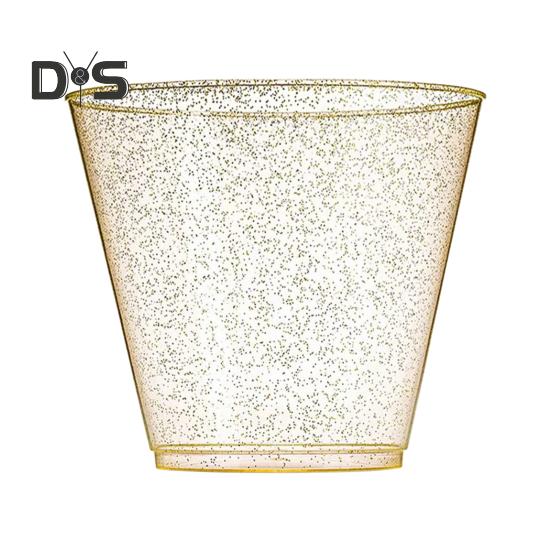 Food Grade 10Pcs 270ML Disposable Plastic Dessert Cup Decorative Creative Glitter Surface Water Cup Party Supplies