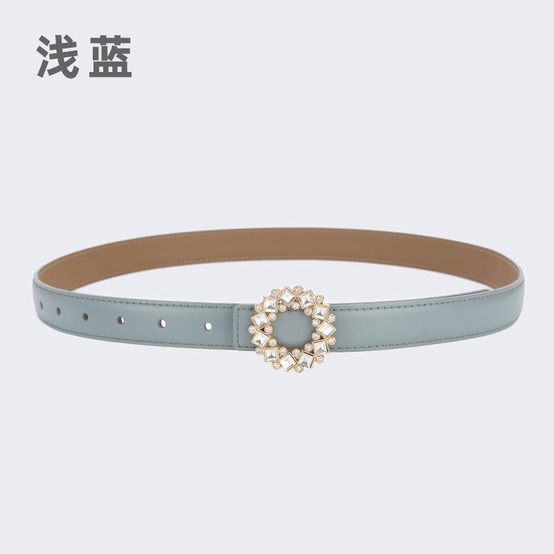 Four Seasons Available Belts Women'S Fashion Versatile Trendy Decoration Suits Cowhide Thin Belt Diamond Genuine Leather Ins Style Jeans Belt