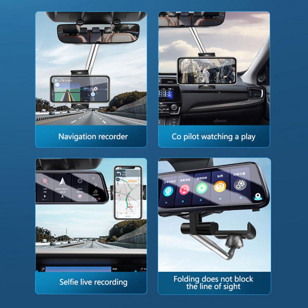 Universal Car Phone Holder Multifunctional 360 Degree Rotatable  Rearview Mirror Seat Hanging Auto Phone Bracket Mount Holder
