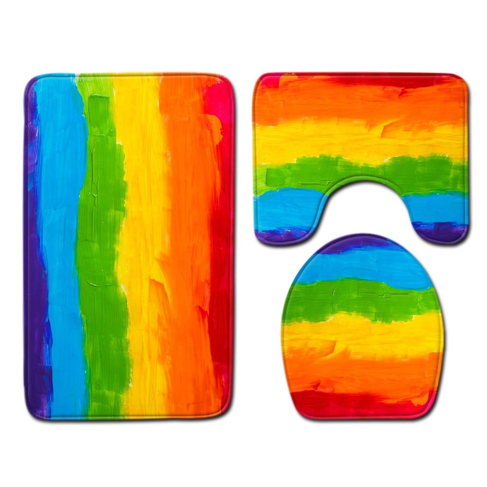 Gradual Change Pattern Toilet Floor Mat Three-Piece Bathroom Three-Piece Carpet Door Mat