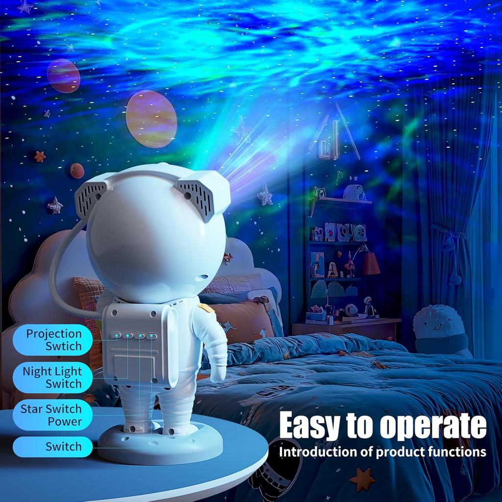 Astronaut Starry Sky Projection Light with BT Speaker 3-in-1 Night Lights Remote Control RGB Ambient Lamp
