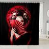 Boys Girls Japan Style Shower Curtain Japanese Geisha Bath Curtain Cherry Blossoms Bathroom Accessories Kids Teens