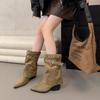 American Spice Girls Belt Buckle Pants Boots Short Boots Women's Boots 2025 Early Autumn New Niche Design Short Boots Western Boots