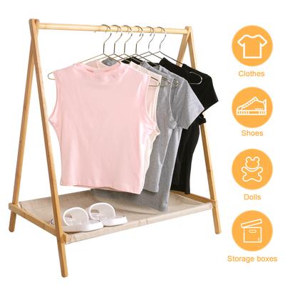 Wood Garment Rack Foldable Wardrobe Storage Rack Clothing Storage Organizer Shelves for Hanging Clothes Coats Skirts Shoes Bags
