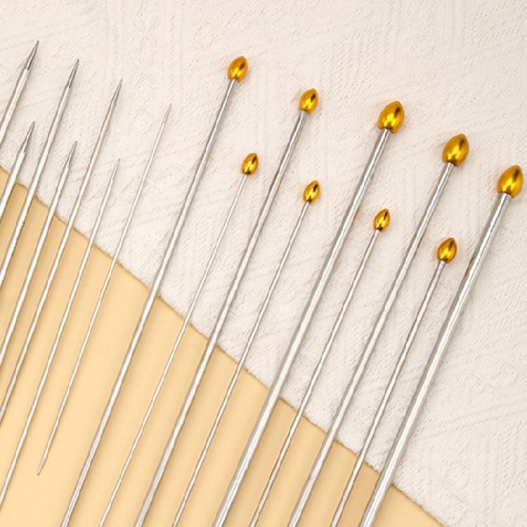 7Pcs Double Pointed and Single Pointed Knitting Needle Set Long Stainless Steel Straight Knitting Needle for Knitting