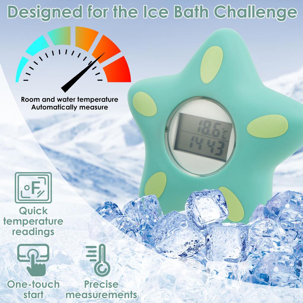 Ice Bath Thermometer with Timer Waterproof Floating Cold Plunge Thermometer, Water Thermometer for Ice Bath Tub Swimming Pool