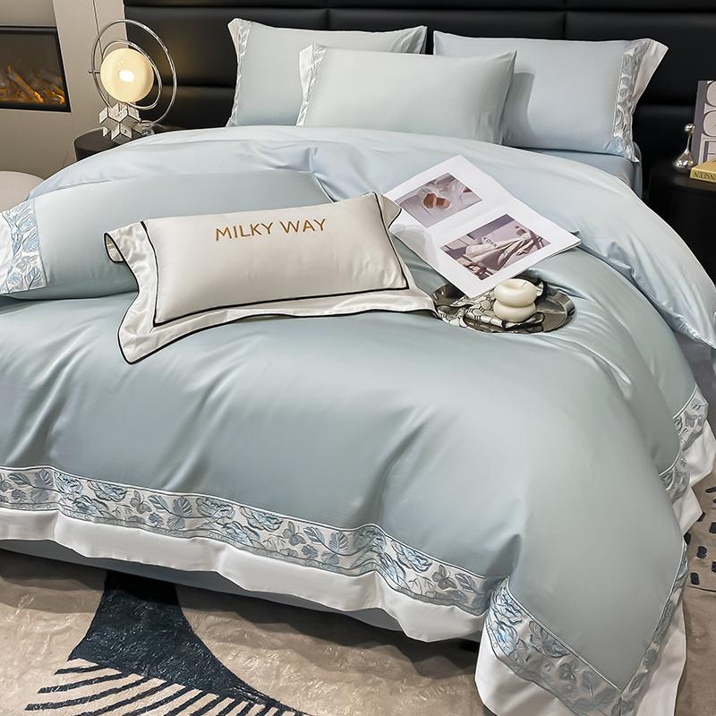 Svetanya Embroidery Bedding Set 100s Egyptian Cotton Bed Linens Sheet Pillowcase Comforter Cover Set Underwear