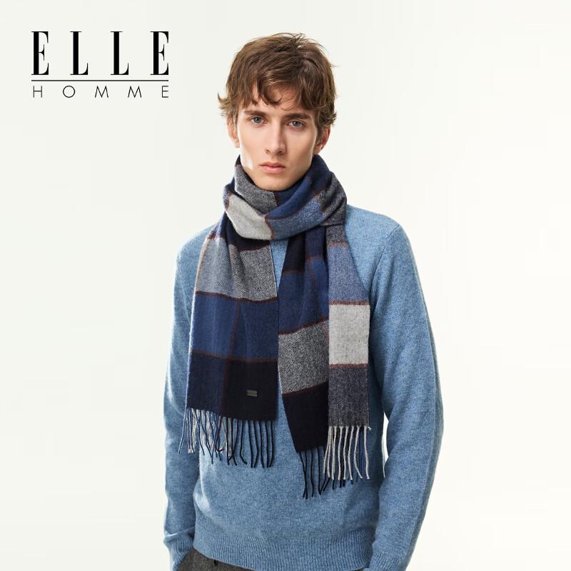 ELLE Men's 100% Wool Plaid Scarf