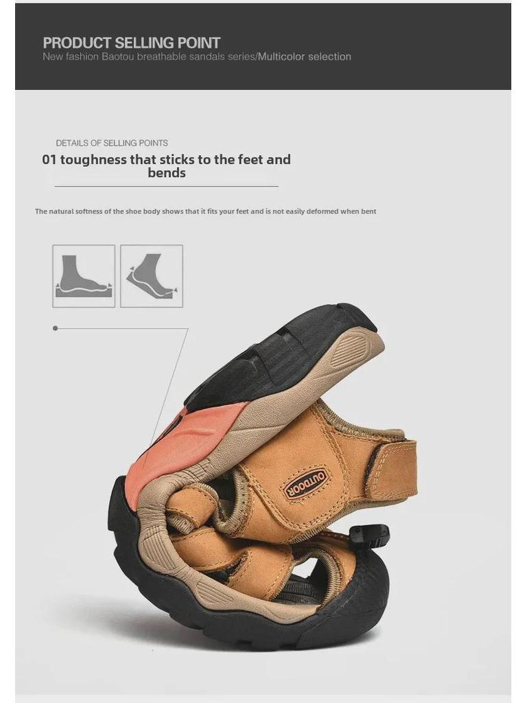 Men's Cross-Border Large Leather Outdoor River Sandals