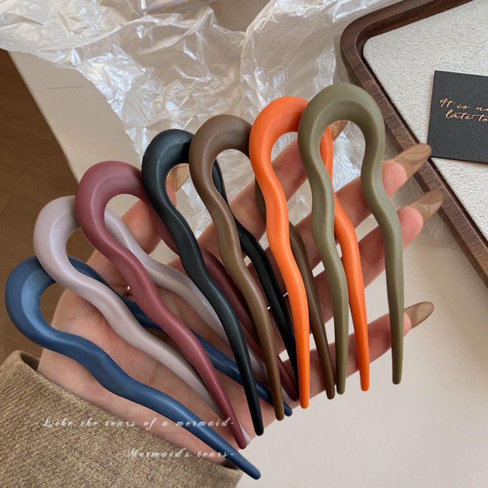 Resin Hairpin U-Shaped Hair Bun Elegant Hair Styling Tools  for Women Girls