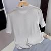 Women's Slim-Fit Polo Neck Short Sleeve Knitted Top