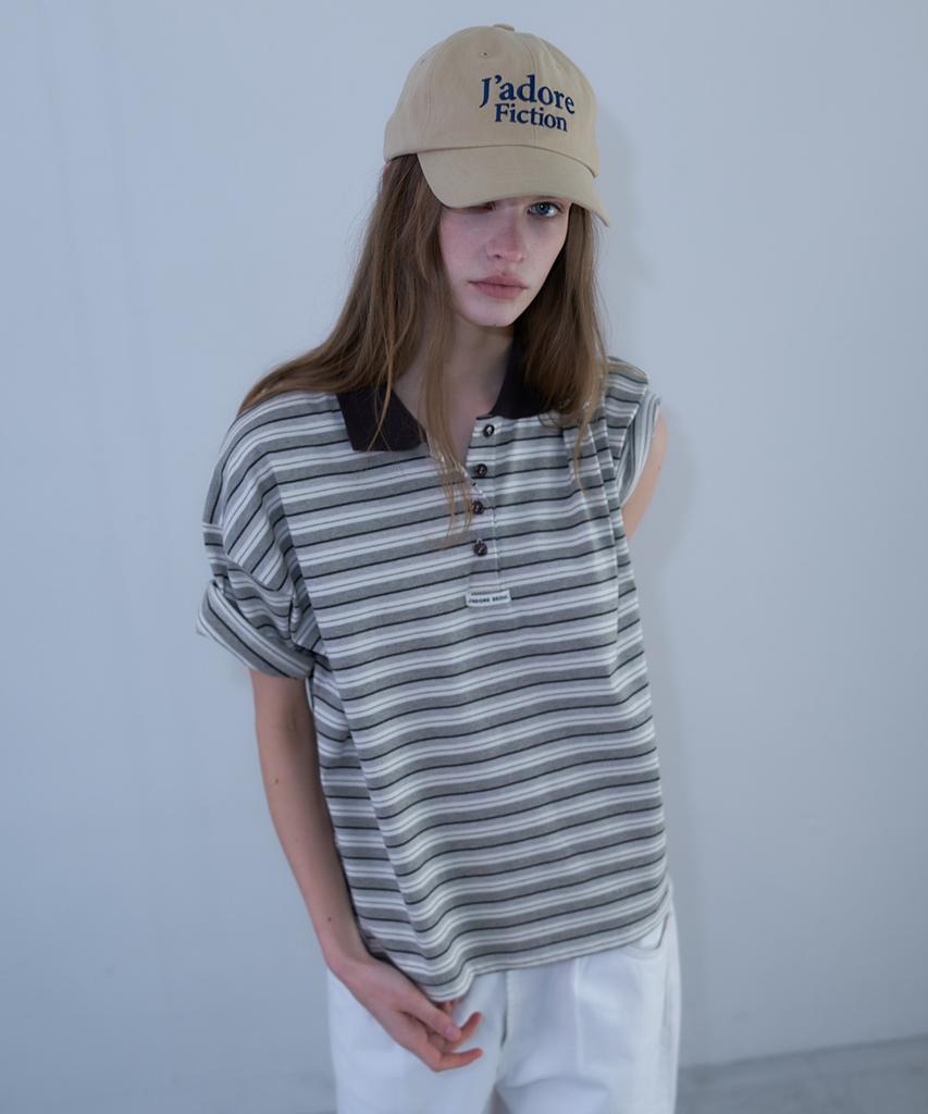 LARTIGENT L23 Stripe Collar T-Shirt(Brown)