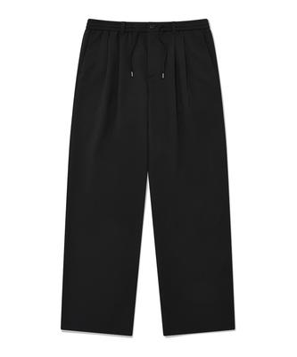 Semi-Wide Easy Elastic Waist Slacks Black