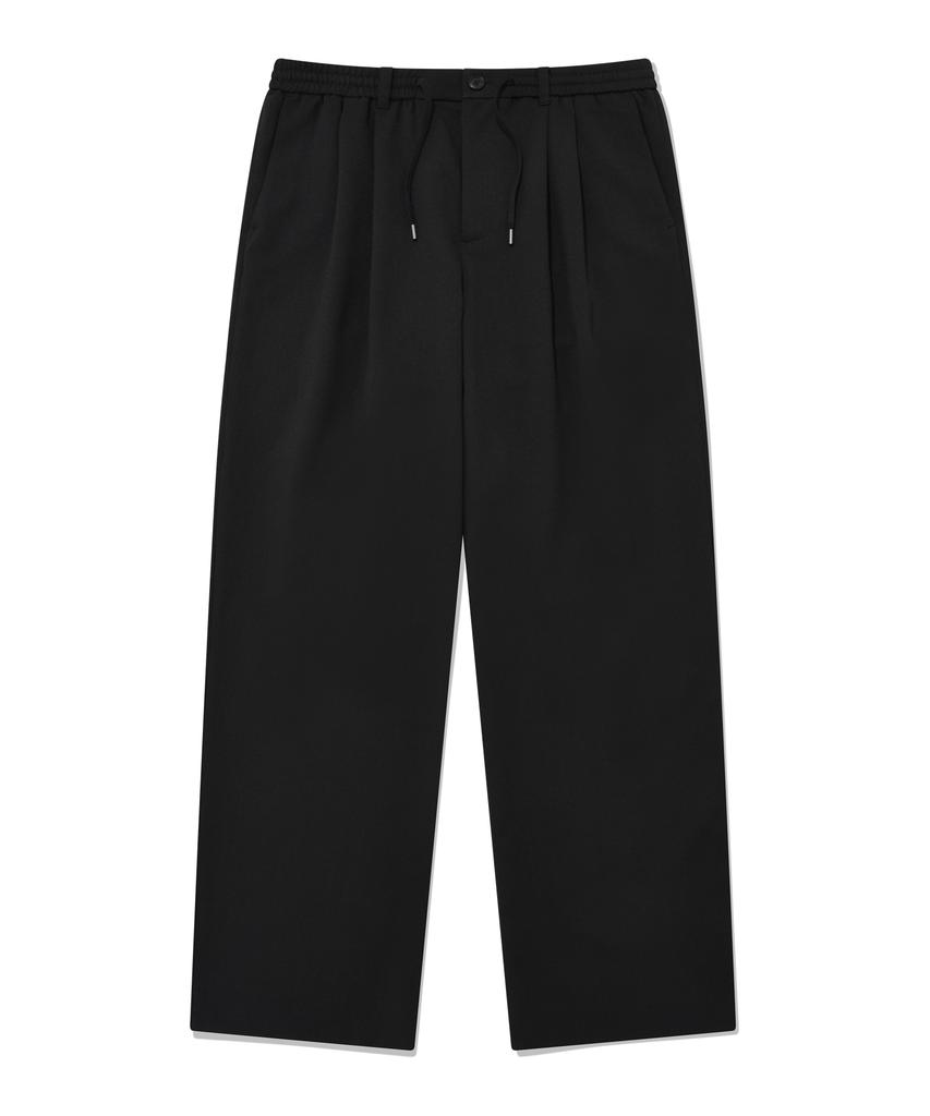 COVERNAT Semi-Wide Easy Elastic Waist Slacks Black