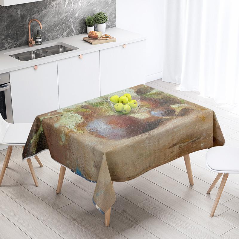 Abstract Art Food Illustration Tablecloth Oil-proof Tablecloth Waterproof Picnic Fabric Nordic Home Decoration