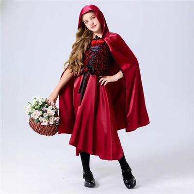 Halloweenowe baśnie Dziecięcy kostium cosplay Czerwonego Kapturka Kostium sceniczny Czerwona sukienka