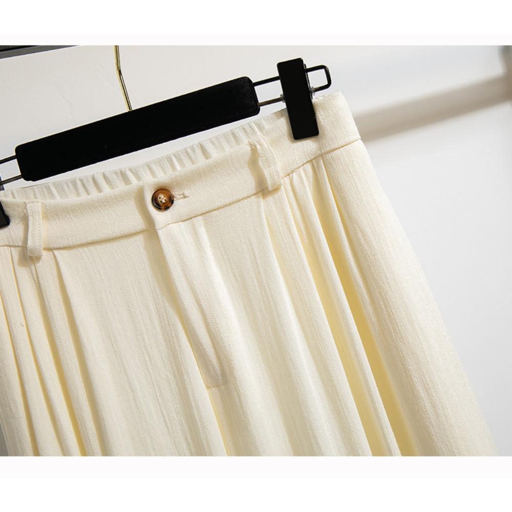 DIMANAF 2025 Sommer Übergröße Hosen Hohe Taille Neue Damenbekleidung Mode Locker Plissiert Vintage Hosen