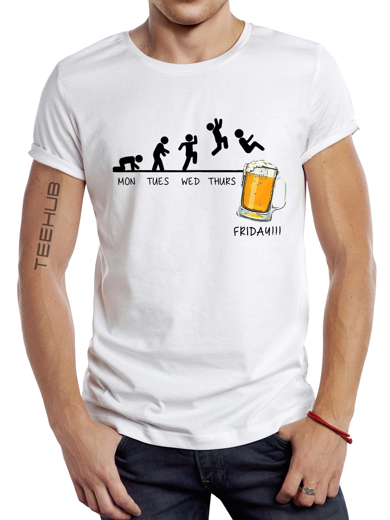 

TEEHUB Funny Day of the Week T-Shirt Men s Short Sleeve Drinking Beer Printed T-Shirt Casual Oversize Women Tops 4XL